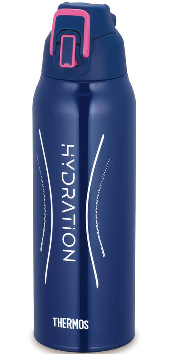 Thermos FHT-1001F 1L Navy Pink Vacuum Insulated Cold Only Sports Bottle