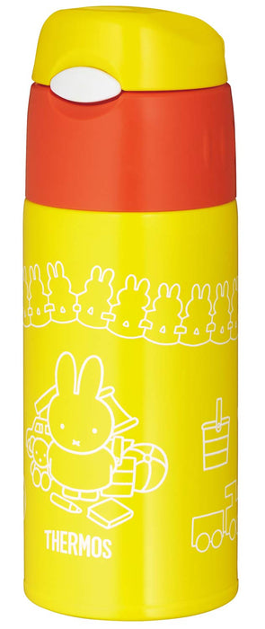 Thermos Vacuum Insulated 400ml Yellow Orange Cold Storage Straw Bottle Fhl-402Fb Y-Or