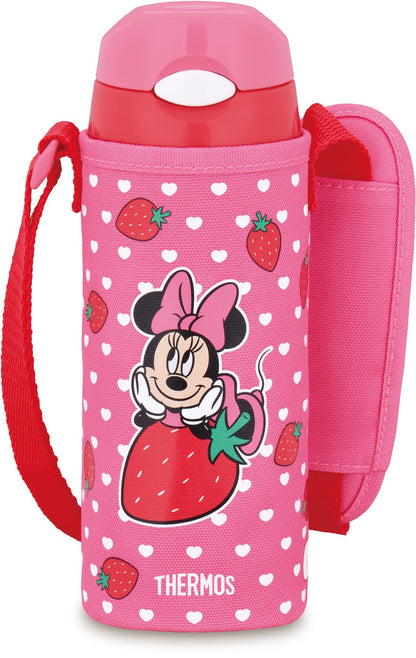 Thermos Minnie Strawberry Pink Vacuum Insulated Straw Bottle 400ml for Kids Cold Storage Only Fhl-403Fds Sbp