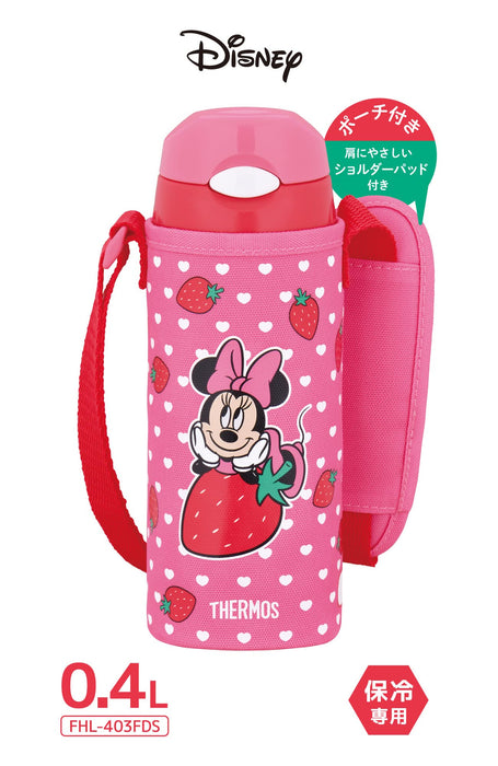 Thermos Minnie Strawberry Pink Vacuum Insulated Straw Bottle 400ml for Kids Cold Storage Only Fhl-403Fds Sbp