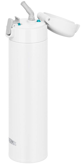 Thermos White 450ml Vacuum Insulated Cold Storage Straw Bottle Fjm-450