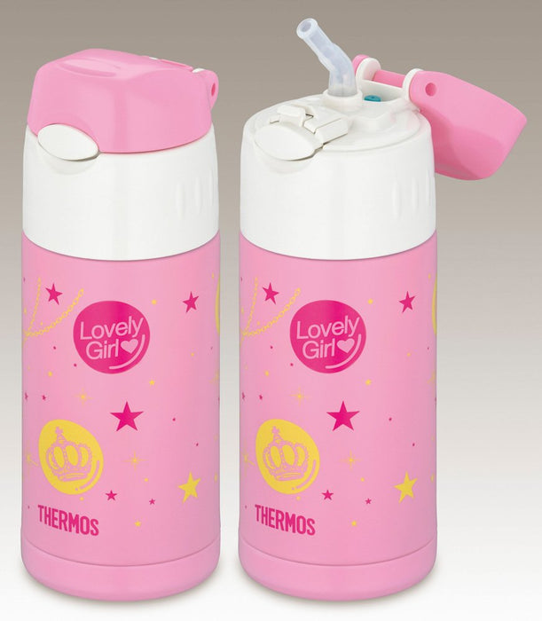 Thermos 0.36L Pink Vacuum Insulated Straw Bottle One-Touch Open Type Ffi-400F