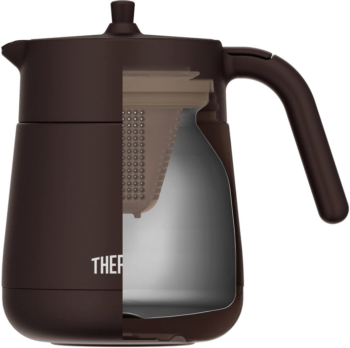 Thermos Vacuum Insulated 700ml Brown Teapot with Strainer - TTE-700 BW