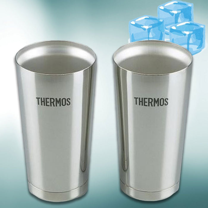Thermos Jmo-Gp2 真空隔热玻璃杯 400 毫升 2 件套 银色