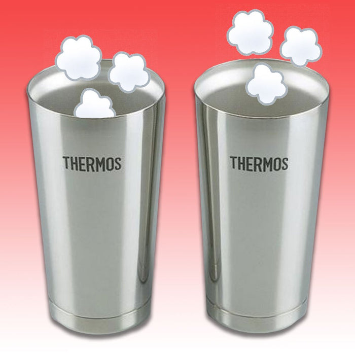 Thermos Jmo-Gp2 真空隔熱 400 毫升玻璃杯 2 件組（銀色）