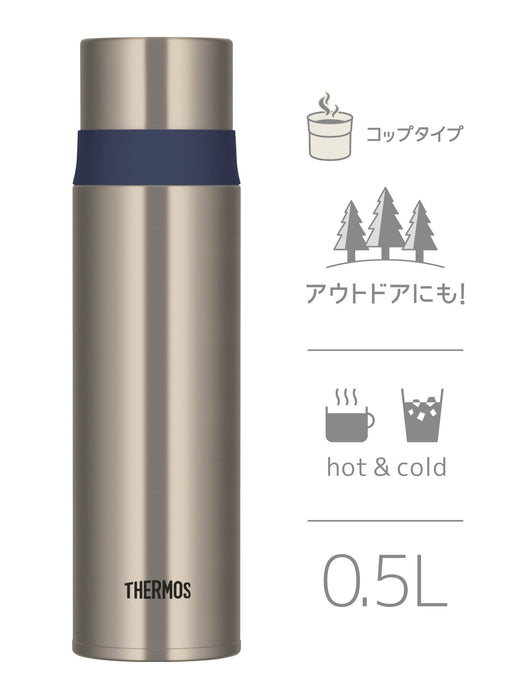 Thermos Blue Stainless Steel 500ml Water Bottle - Cup Type Ffm-502 Stbl