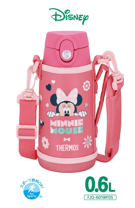 Thermos Minnie Coral Pink 0.6L Vacuum Insulated Water Bottle/Straw Cup for School Kids