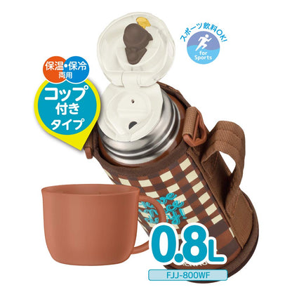 Thermos Vacuum Insulated Water Bottle 2-Way 0.8L/0.83L Brown Check Fjj-800Wf Bwc