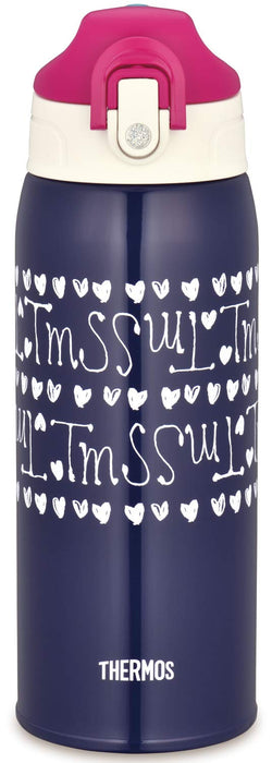 Thermos Vacuum Insulated 0.8L Navy Water Bottle with Heart Design Model Fho-801Wf Nv-H