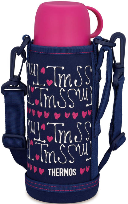 Thermos Vacuum Insulated 0.8L Navy Water Bottle with Heart Design Model Fho-801Wf Nv-H