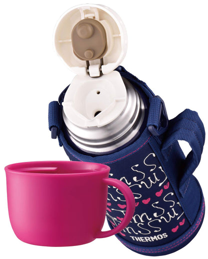 Thermos Vacuum Insulated 0.8L Navy Water Bottle with Heart Design Model Fho-801Wf Nv-H