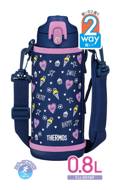 Thermos 0.8L Vacuum Insulated Water Bottle for Children in Navy Purple Fjj-801Wf Nvpl