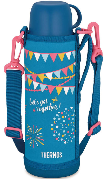 Thermos 1.0L Blue Flag Vacuum Insulated 2-Way Water Bottle Fho-1001Wf Bl-F