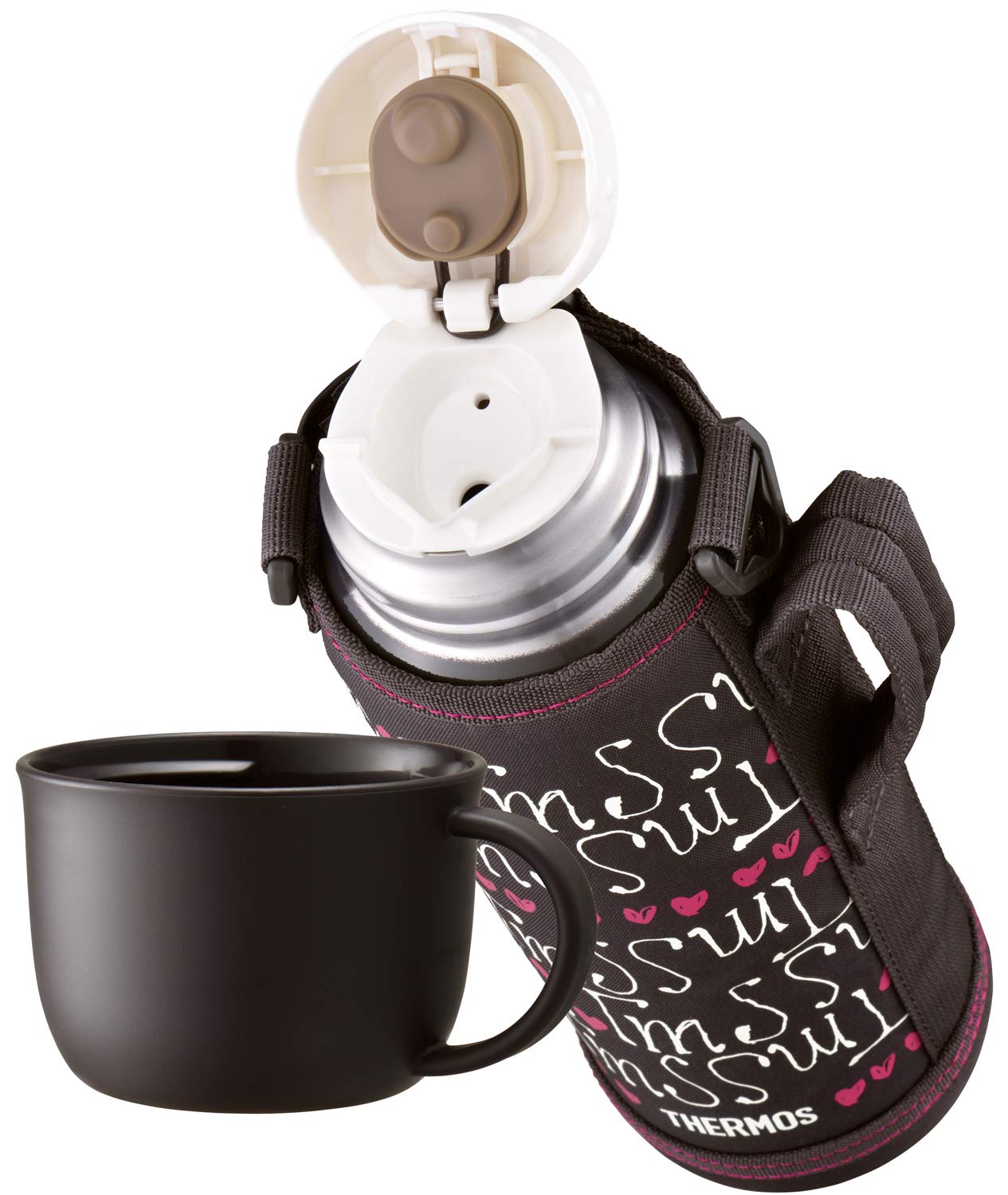 Thermos 1.0L Chocolate Heart Vacuum Insulated Water Bottle FHO-1001WF CH-H