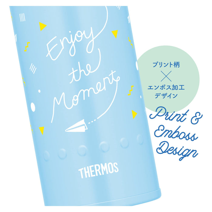 Thermos 400ml Vacuum Insulated Water Bottle Mobile Mug in Blue White - JNR-401 BLWH
