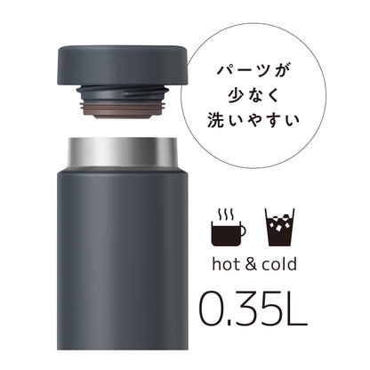 Thermos 350Ml Vacuum Insulated Stainless Steel Water Bottle Portable Easy Cleaning Screw Closure - Dark Gray Jon-350 Dgy