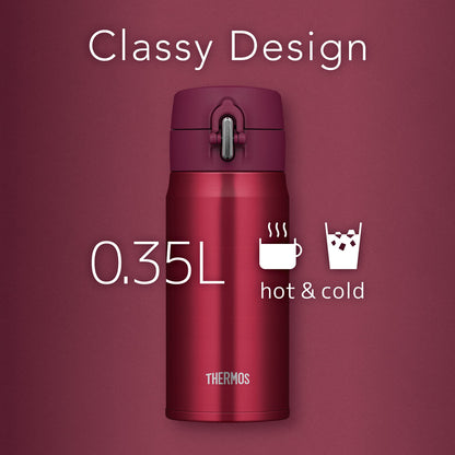 Thermos Brand 350ml Vacuum Insulated Wine Red Water Bottle