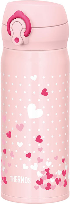 Thermos 400Ml Insulated Water Bottle - Portable Vacuum Mug Pink Heart Design