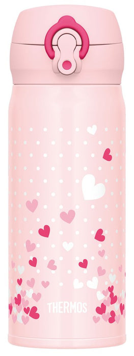 Thermos 400 毫升保溫水瓶 - 便攜式真空杯粉紅心形設計