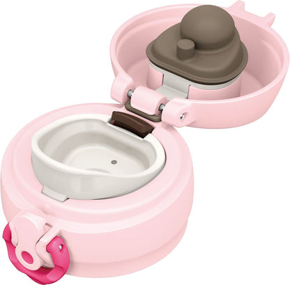 Thermos 400Ml Insulated Water Bottle - Portable Vacuum Mug Pink Heart Design