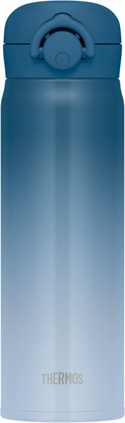 Thermos 500ml Blue Gradient Stainless Steel Water Bottle - Vacuum Insulated Lightweight Easy Clean