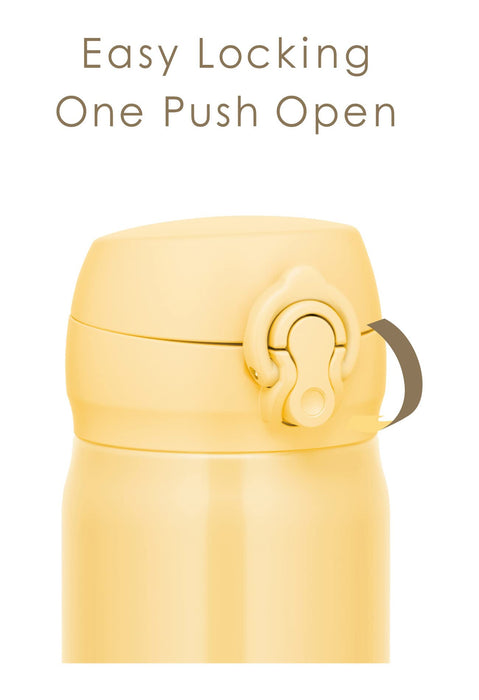 Thermos 500Ml Vacuum Insulated Stainless Steel Water Bottle Cream Yellow One-Touch Open Easy Clean