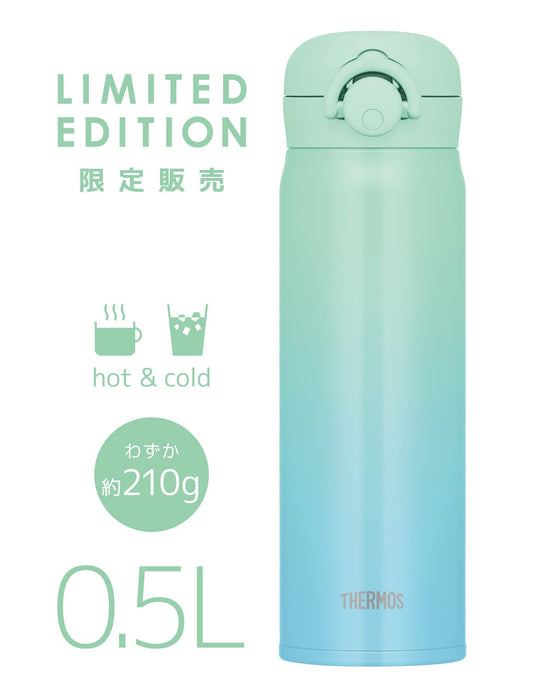Thermos Vacuum Insulated 500Ml Stainless Steel Water Bottle Mint Gradient Easy-To-Clean Lightweight with One-Touch Open