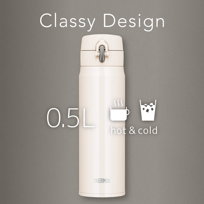 Thermos 500ml Vacuum Insulated White Beige Water Bottle Portable Mug - Joh-500 Wbe