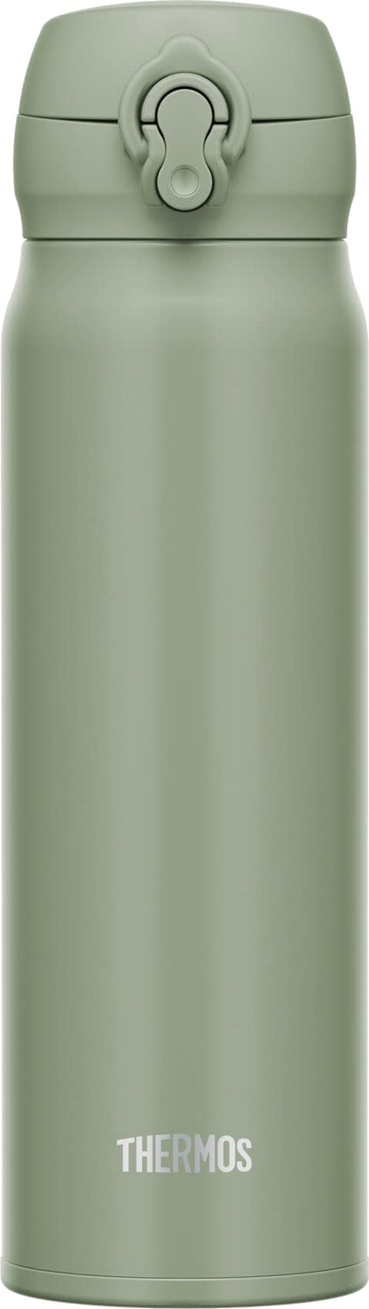 Thermos JNL-606 SMKKI Stainless Steel Water Bottle 600ml Vacuum Insulated Easy-Clean Portable & Lightweight - Smoke Khaki