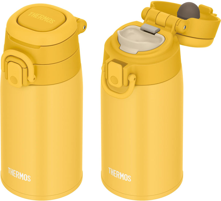 Thermos Vacuum Insulated 400ml Yellow Water Bottle with Carry Loop - Portable Mug