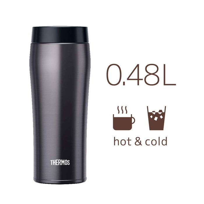 Thermos 480ml 真空保溫水瓶便攜式水杯冷灰色