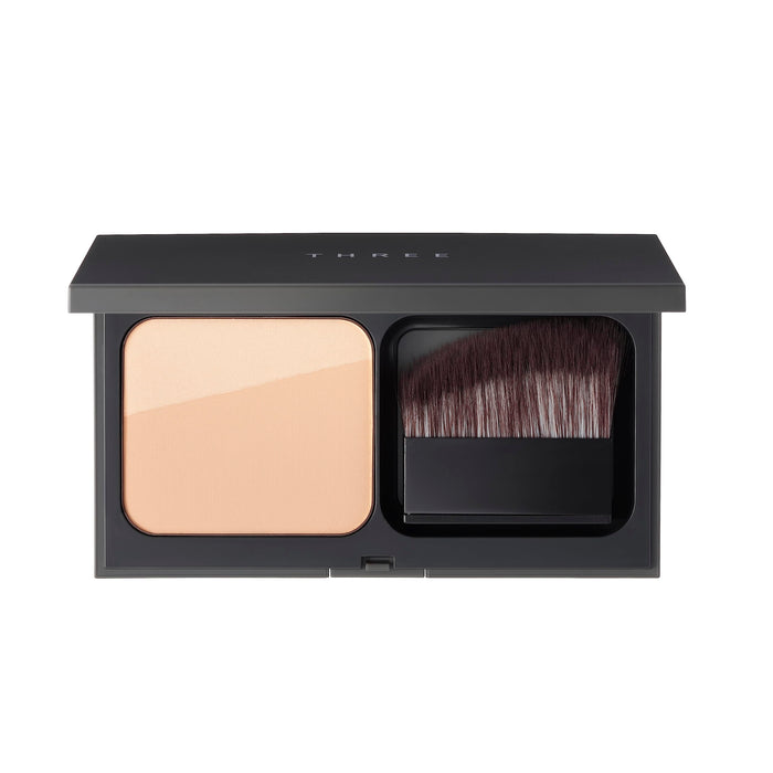 Three Pristine Complexion Powder Foundation 203 Mid-Tone 12G Case Brush Separate