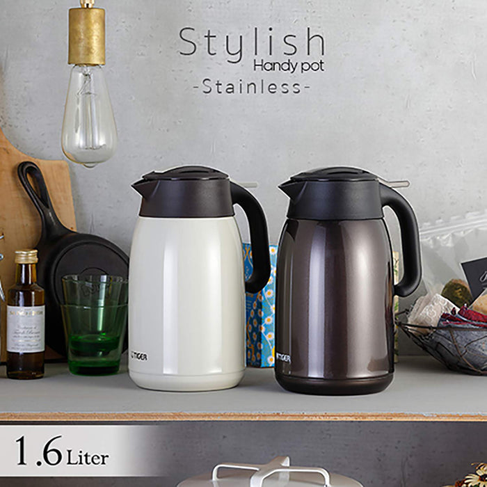 Tiger 1.6L Stainless Steel Vacuum Flask Heat/Cold Insulated Tabletop Pot Ivory - Pwm-B160Ca