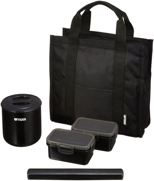 Tiger LWY-T036-K Black Stainless Steel Lunch Jar with Tote Bag 1.8 Cups Capacity
