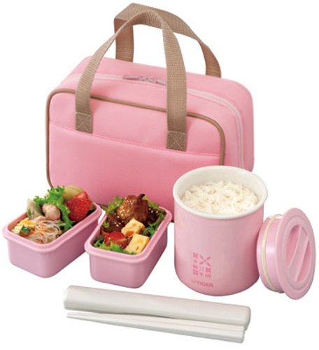 Tiger Women's Vacuum Flask Lunch Box in Natural Pink LWY-F024-PN - Parallel Import