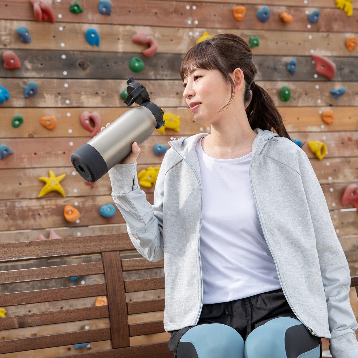 Tiger 1L Stainless Steel Water Bottle Wide Mouth for Sports Black MTA-B100Kk