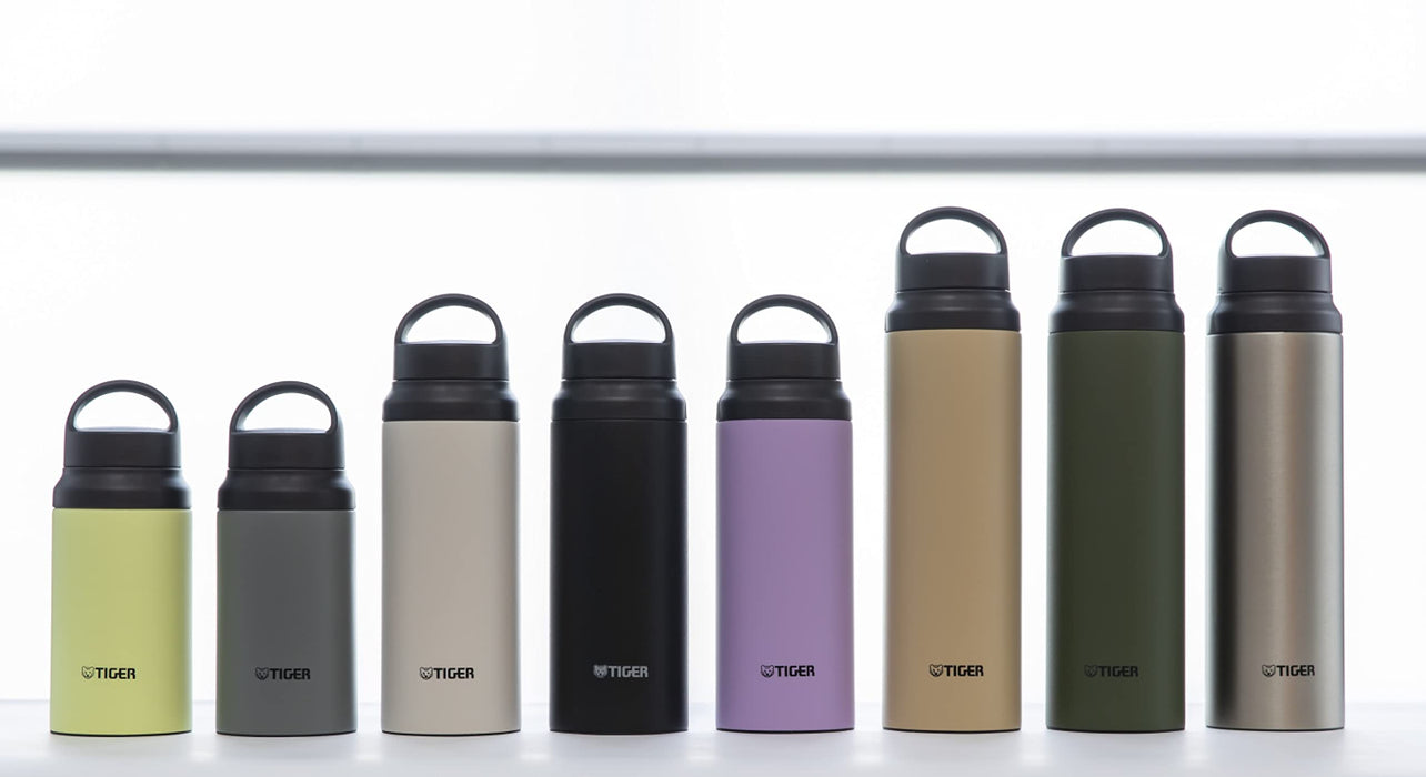 Tiger Lightweight Stainless Steel 600ml Water Bottle with Handle Outdoor Office Vacuum Flask Lilac