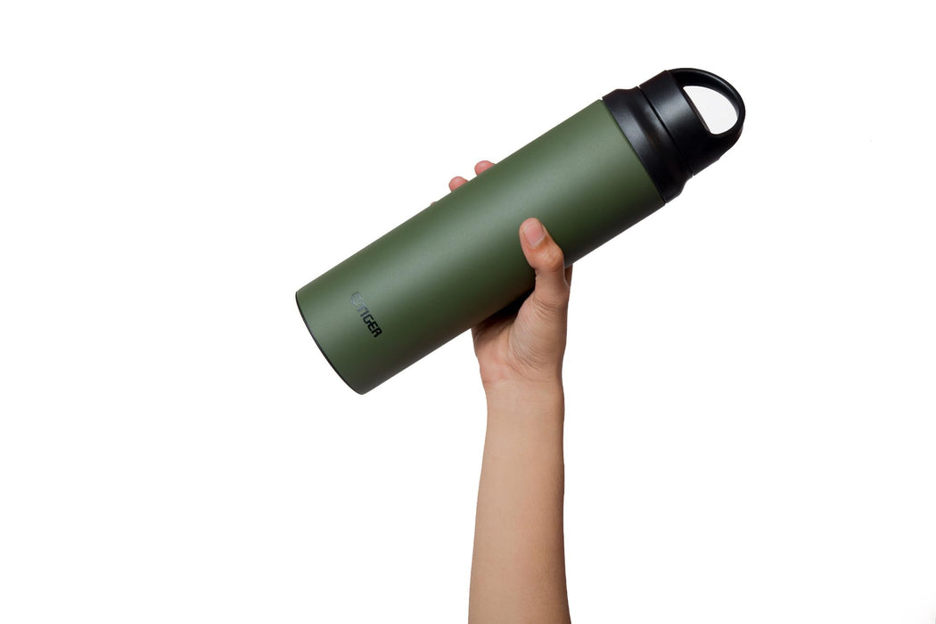 Tiger 400ml Lightweight Stainless Steel Water Bottle with Handle Moss Forest Design
