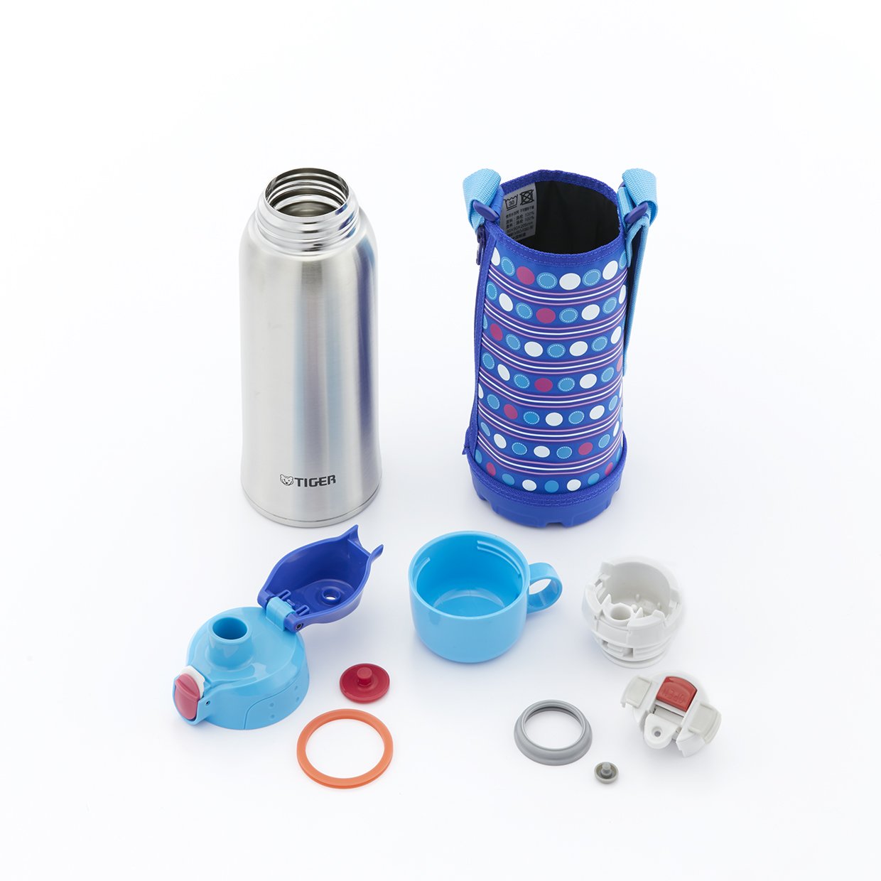 Tiger Sahara Blue Neon MBO-F080-AN 800ml Stainless Steel Water Bottle with Cup and Pouch