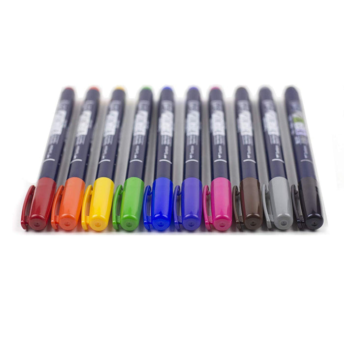 Tombow Fudenosuke Brush Pen Set 10 Vibrant Colors WS-BH10C Writing Tool