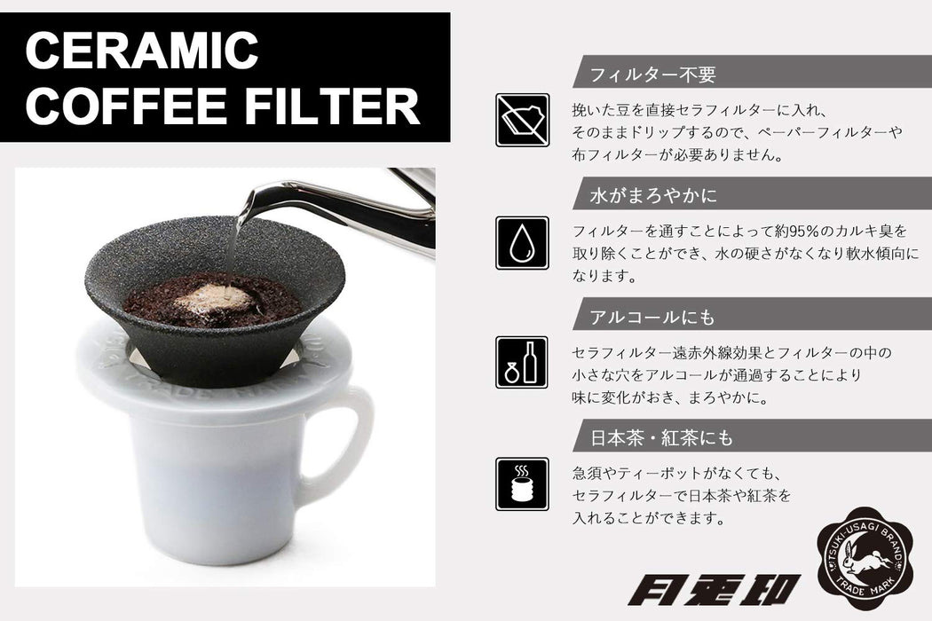 Tsukiusagijirushi Ceramic Coffee Dripper Filter Set in Black and White