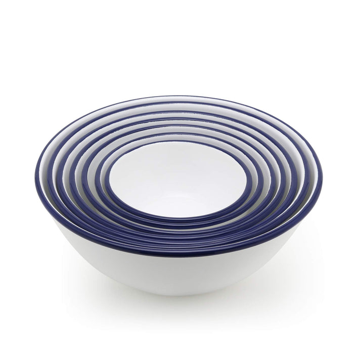 Tsukiusagijirushi Tsuki Usagi White Enamel Bowl Navy Blue Detail