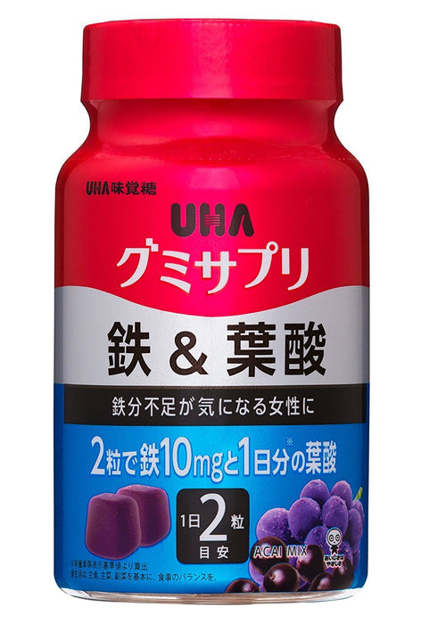 Uha Miku Candy Iron & Folic Acid Acai Gummies 60 Tablets 30 Day Supply