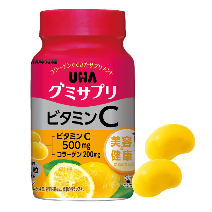 Uha Miku 糖果柠檬味 30 天维生素 C 软糖补充剂 500 毫克 60 片