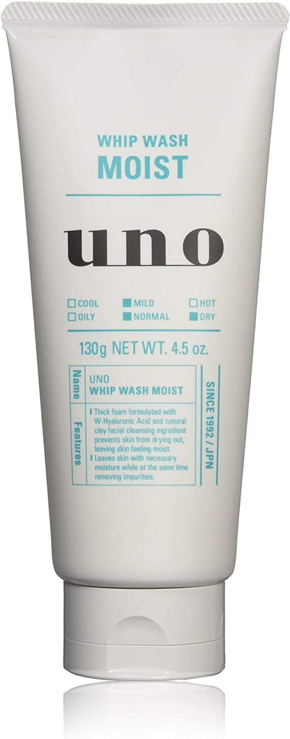 Uno Whip Wash Moist 130G – Gentle Foaming Cleanser by Uno