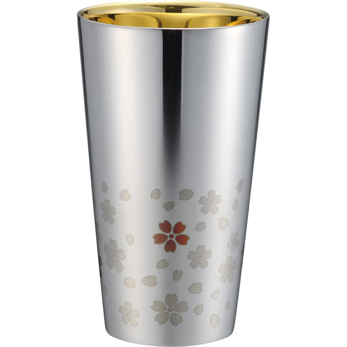 Wahei Freiz Double Wall Tumbler Silver with Sakura Pattern