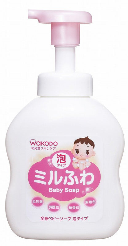 Wakodo Milfuwa Baby Soap Foam Type 450Ml - Gentle Whole Body Cleanser