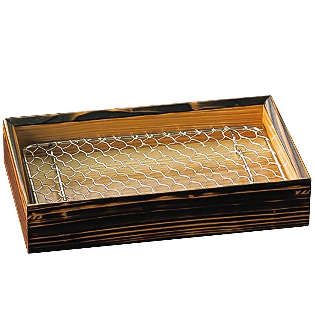 Yamaco Yakisugi Tempura Plate with Stainless Steel Mesh 18273
