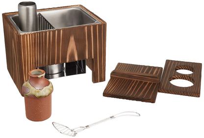 Yamaco Yakisugi Yudofu Set for One with Tofu Scoop Bowl and Fire Tray