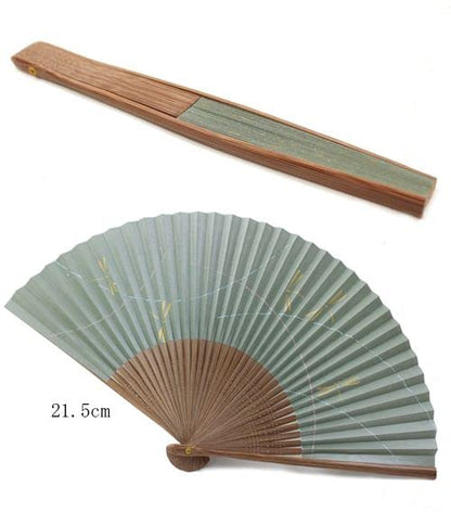 Yamani Dragonfly Green Japanese Folding Fan 21.5cm Sensu Design